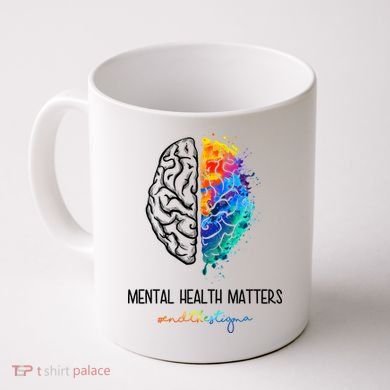 Mental Health Matter End The Stigma Colorful Brain Coffee Mug