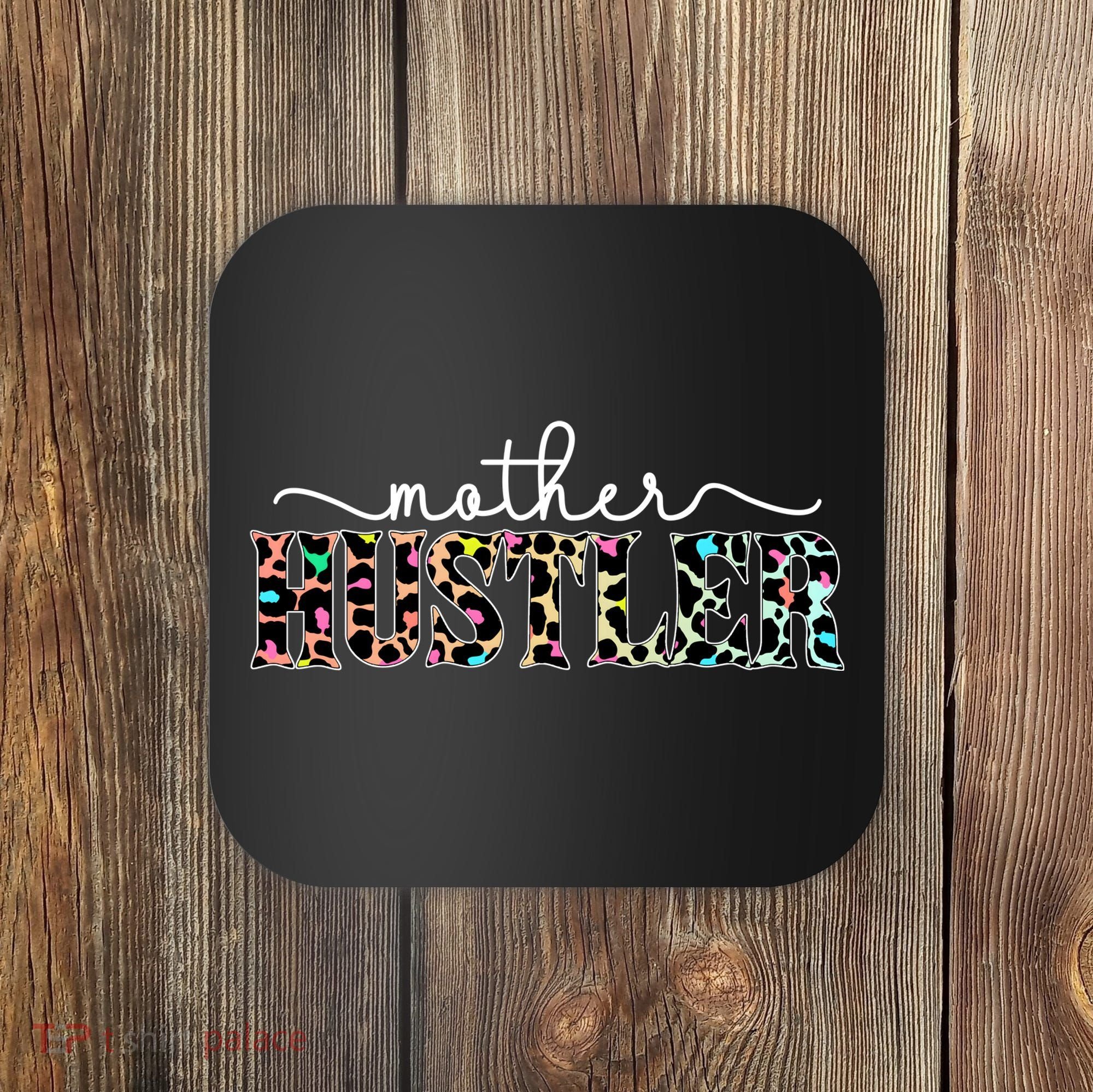 Mother Hustler Neon Cheetah Print Gift For Mom Coaster
