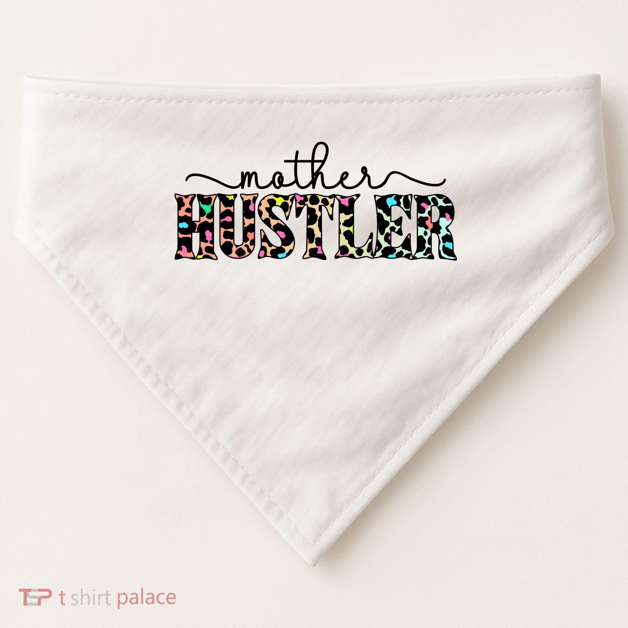 Mother Hustler Neon Cheetah Print Gift For Mom USA-Made Doggie Bandana