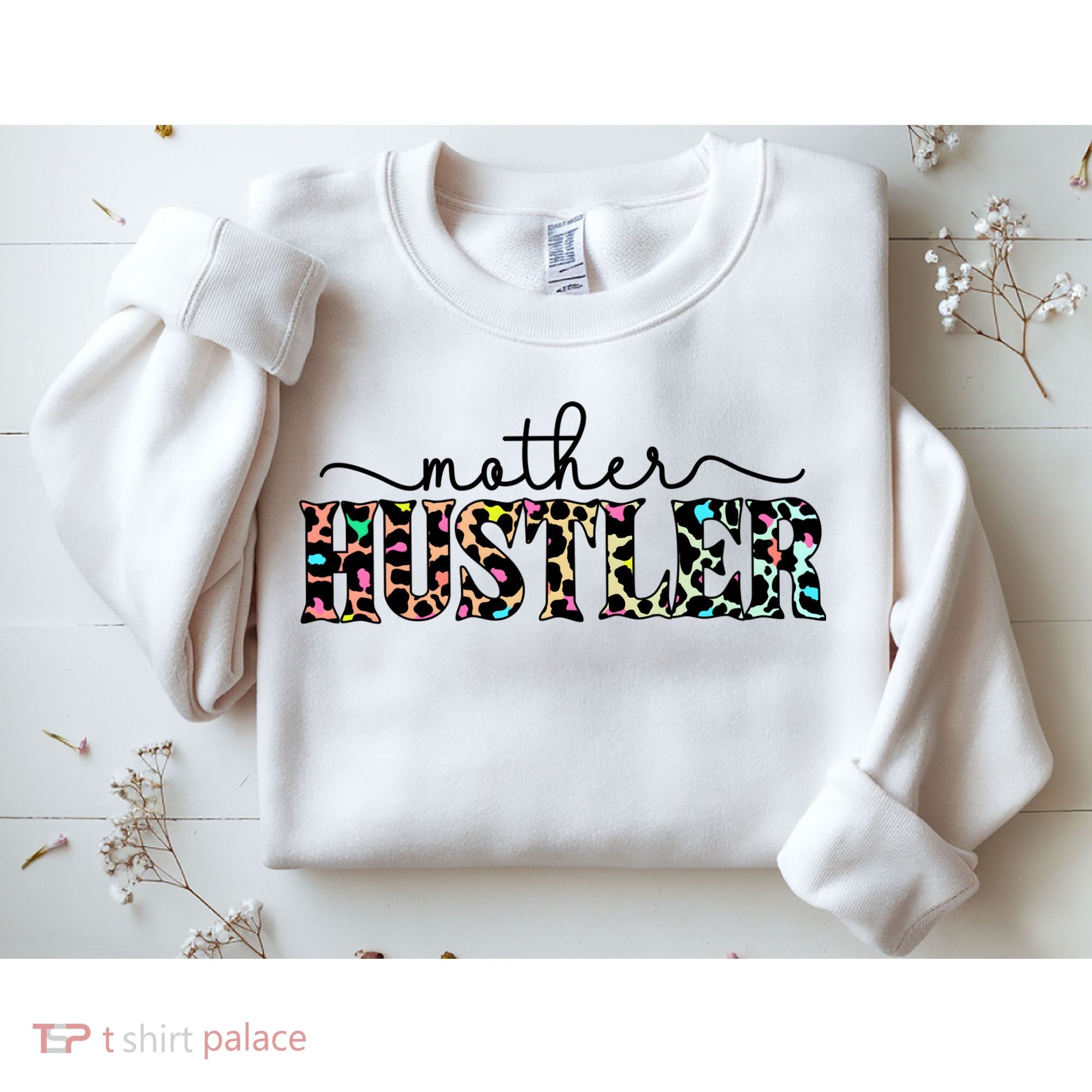 Mother Hustler Neon Cheetah Print Gift For Mom Sweatshirt