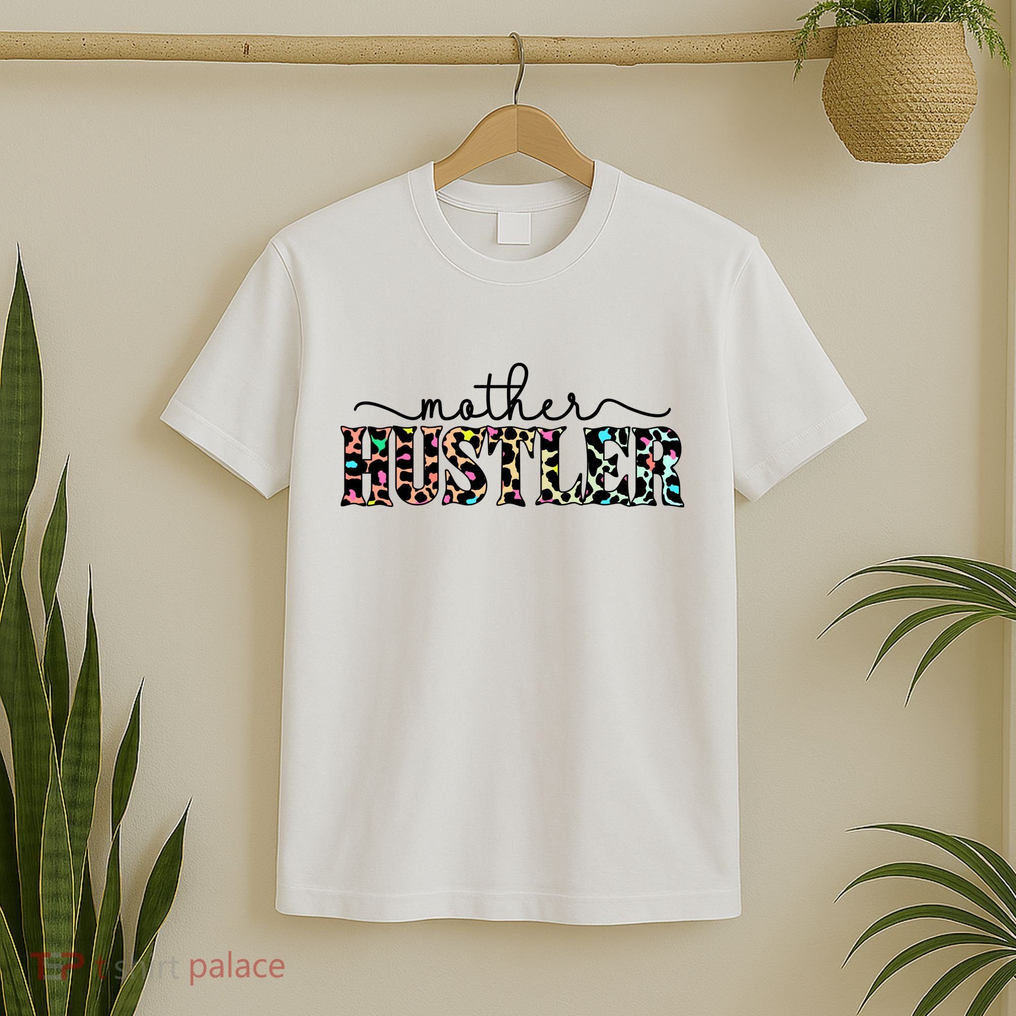 Mother Hustler Neon Cheetah Print Gift For Mom T-Shirt