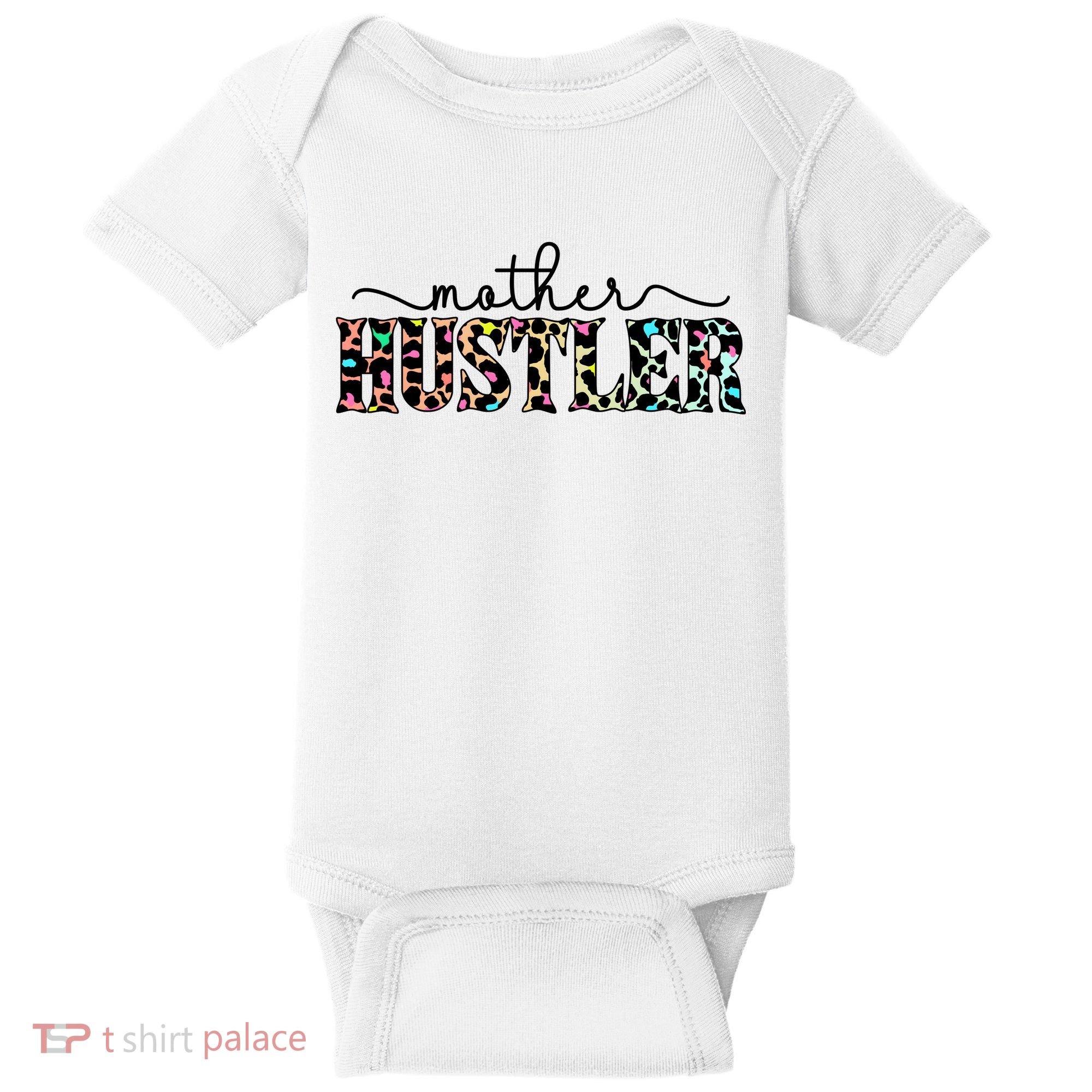 Mother Hustler Neon Cheetah Print Gift For Mom Baby Bodysuit