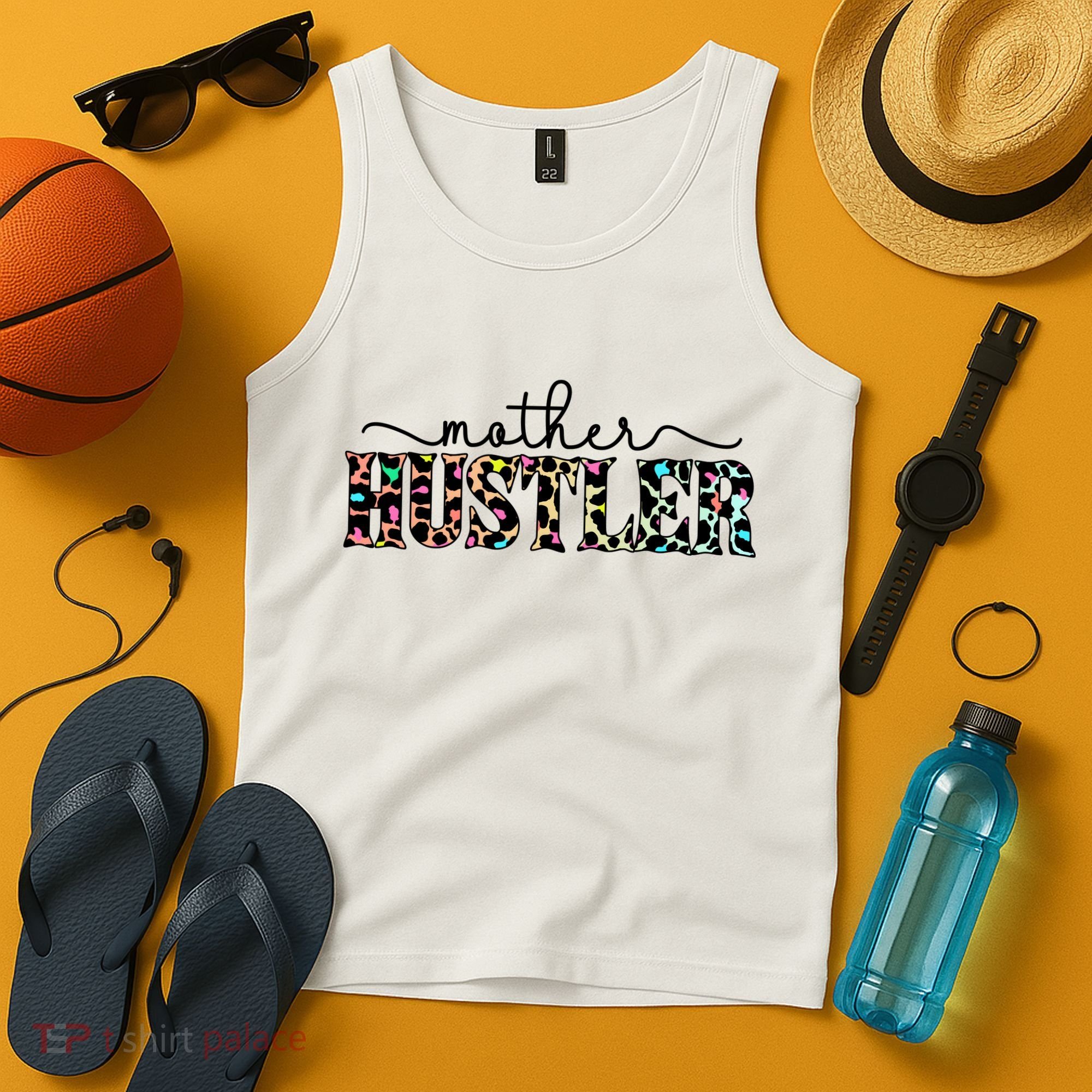 Mother Hustler Neon Cheetah Print Gift For Mom Tank Top