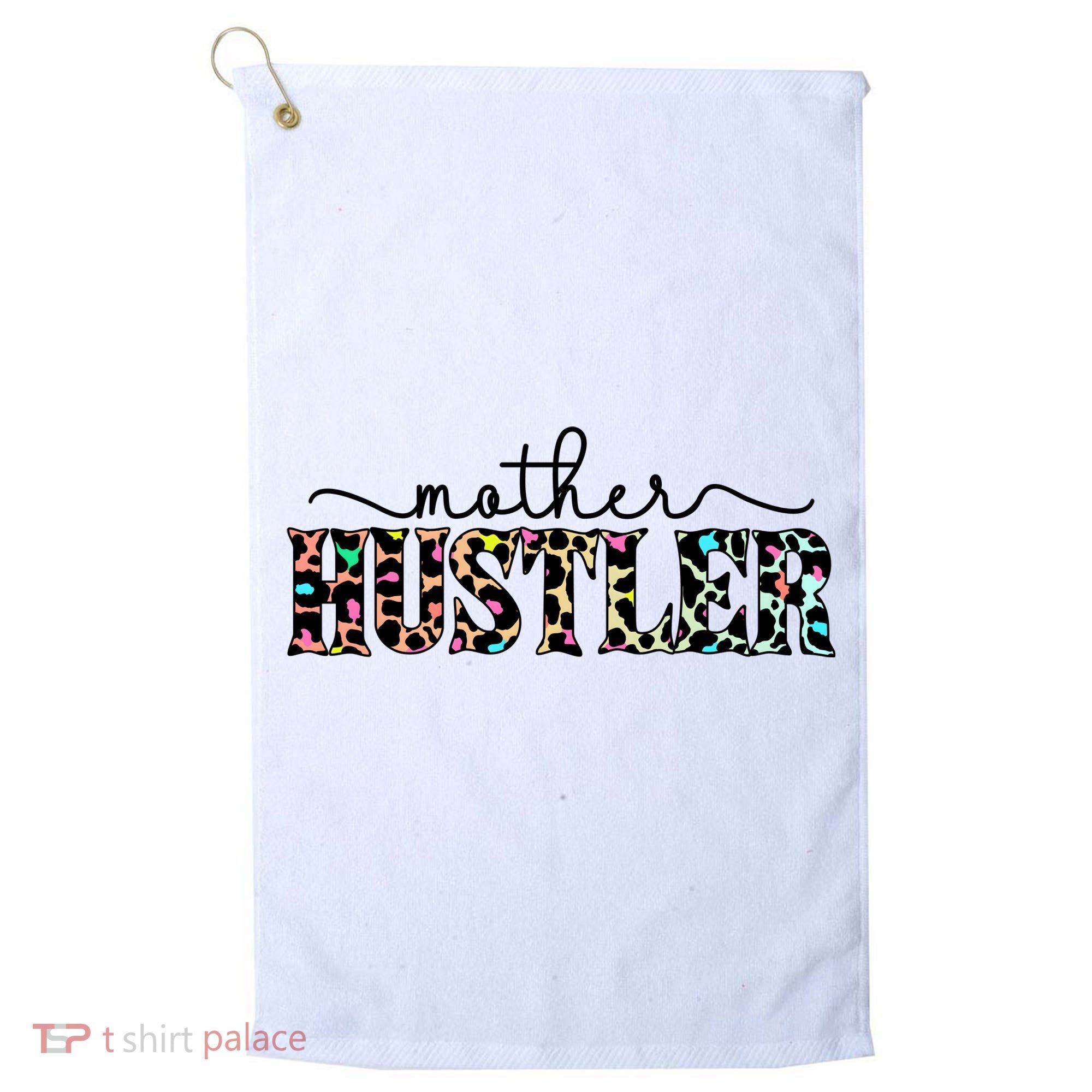 Mother Hustler Neon Cheetah Print Gift For Mom Golf Towel