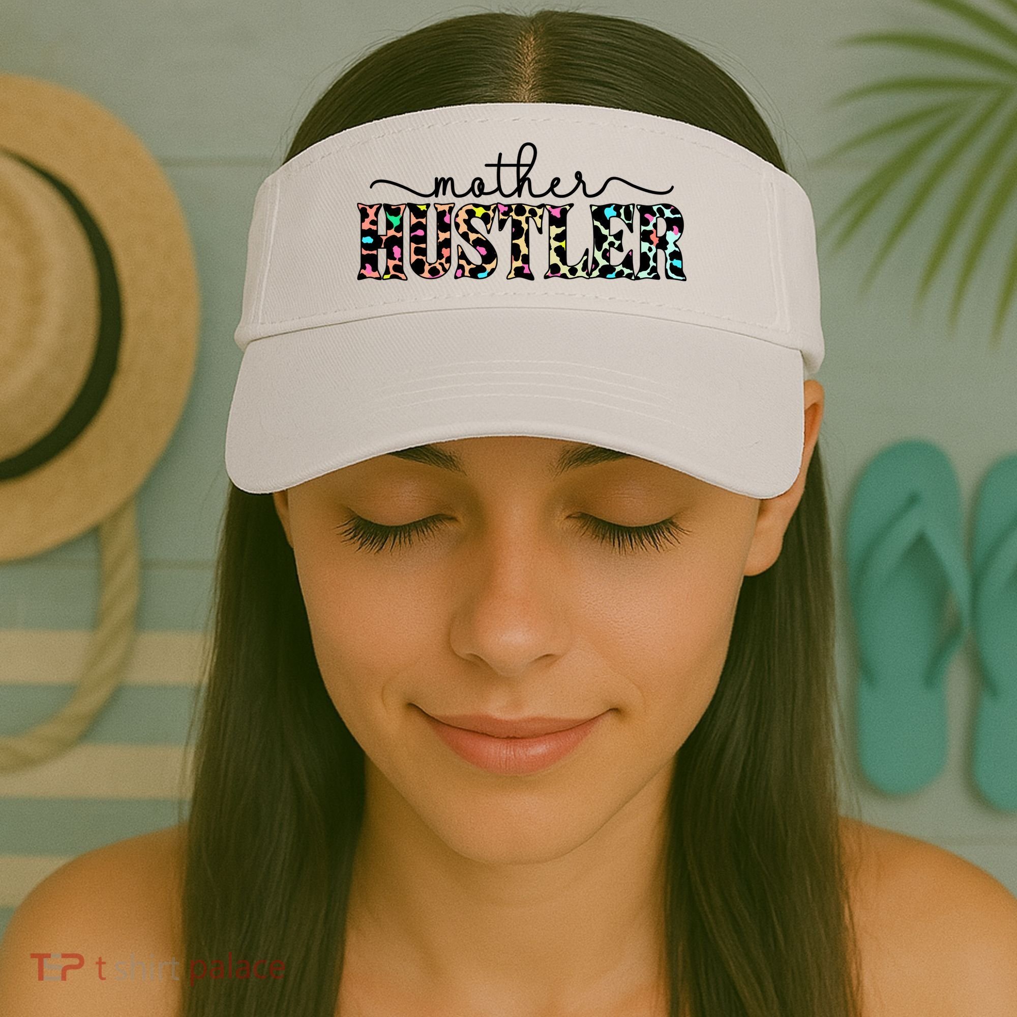 Mother Hustler Neon Cheetah Print Gift For Mom Visor