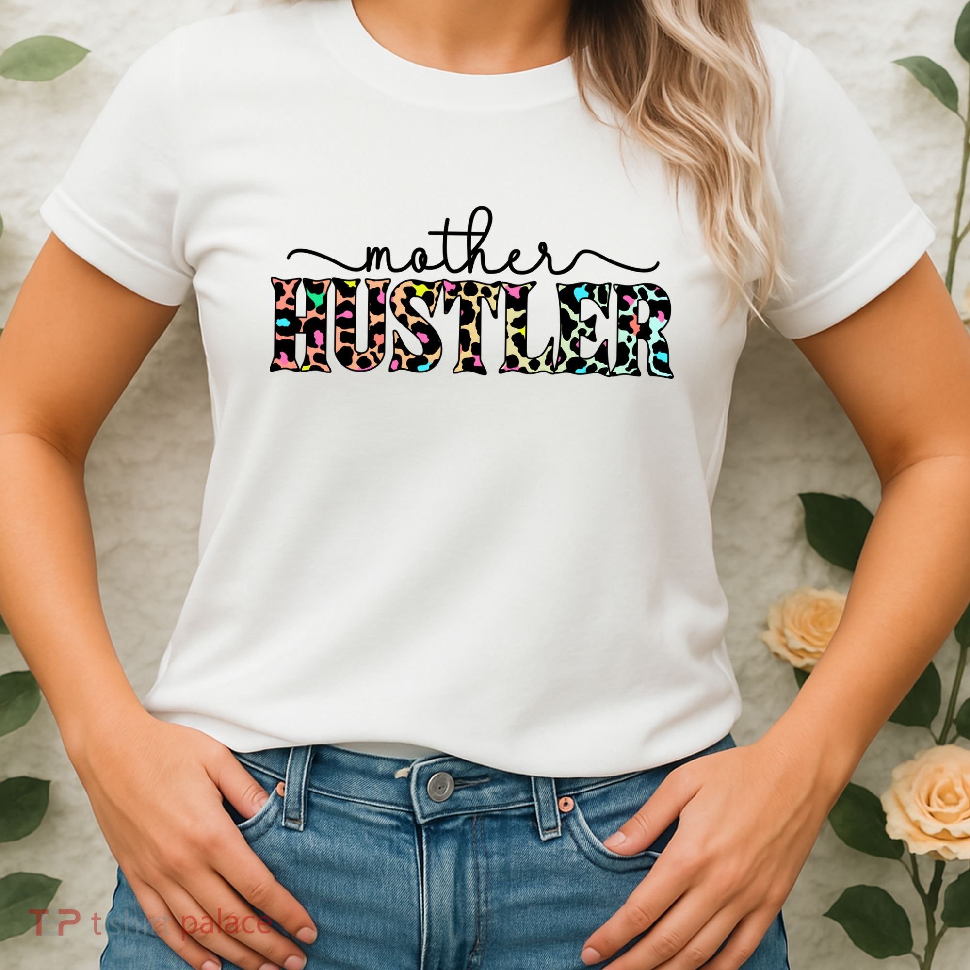 Mother Hustler Neon Cheetah Print Gift For Mom Women's T-Shirt