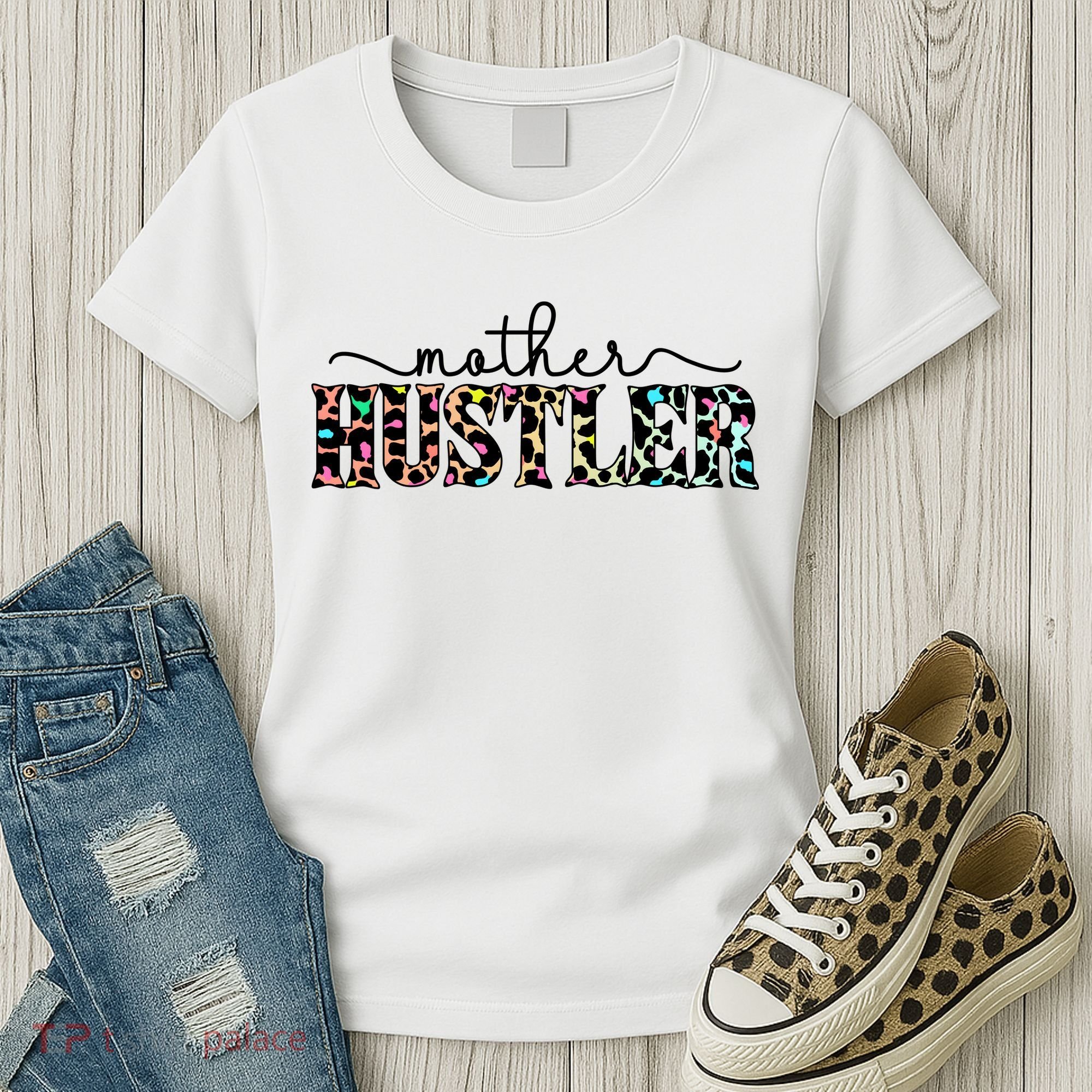 Mother Hustler Neon Cheetah Print Gift For Mom Women's T-Shirt