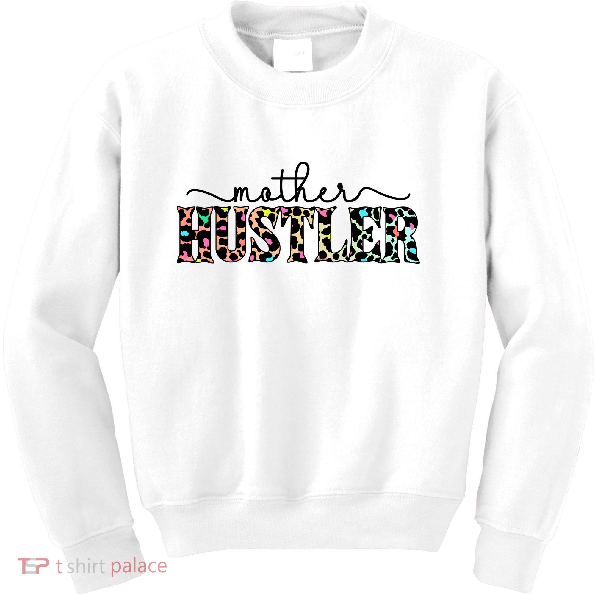 Mother Hustler Neon Cheetah Print Gift For Mom Kids Sweatshirt