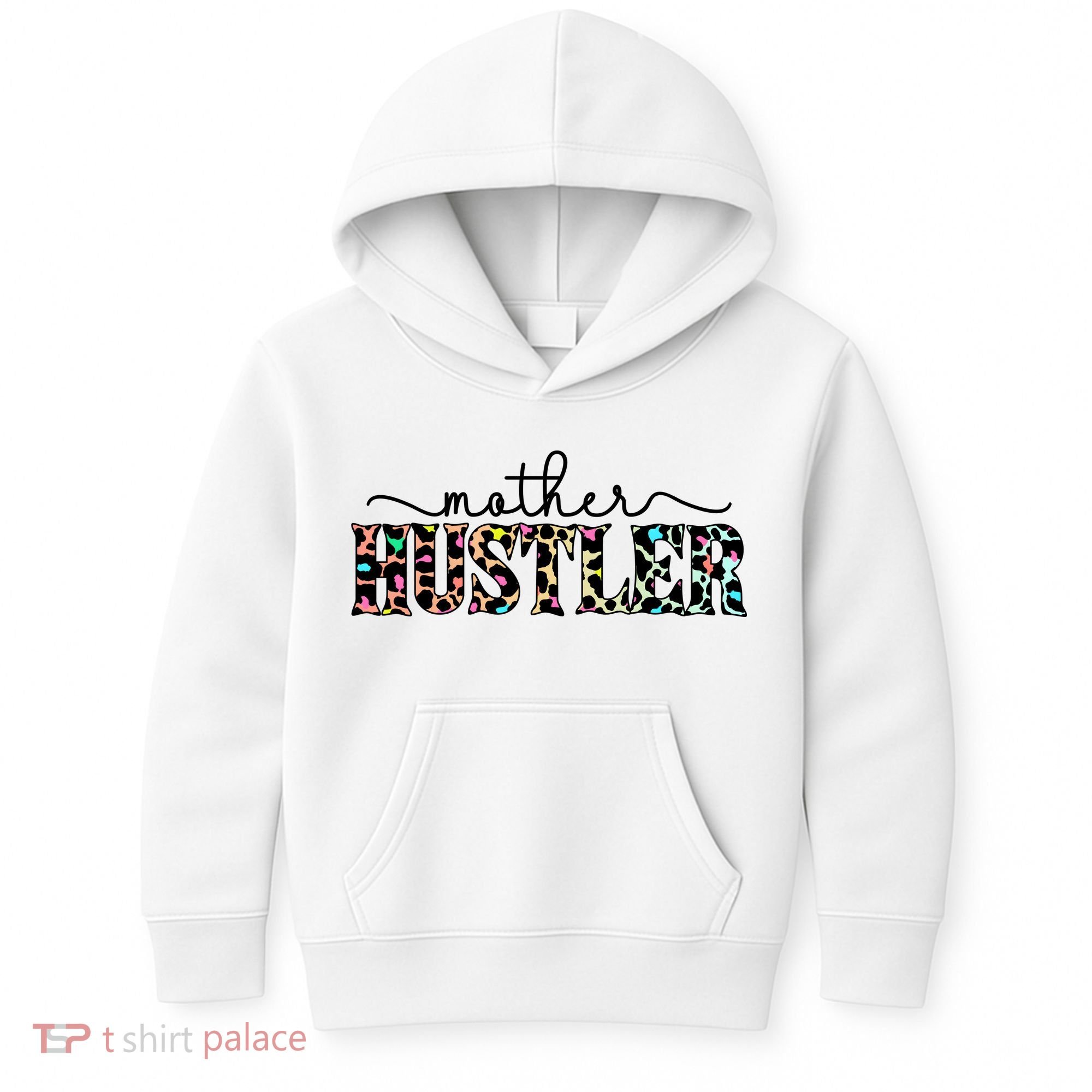 Mother Hustler Neon Cheetah Print Gift For Mom Kids Hoodie