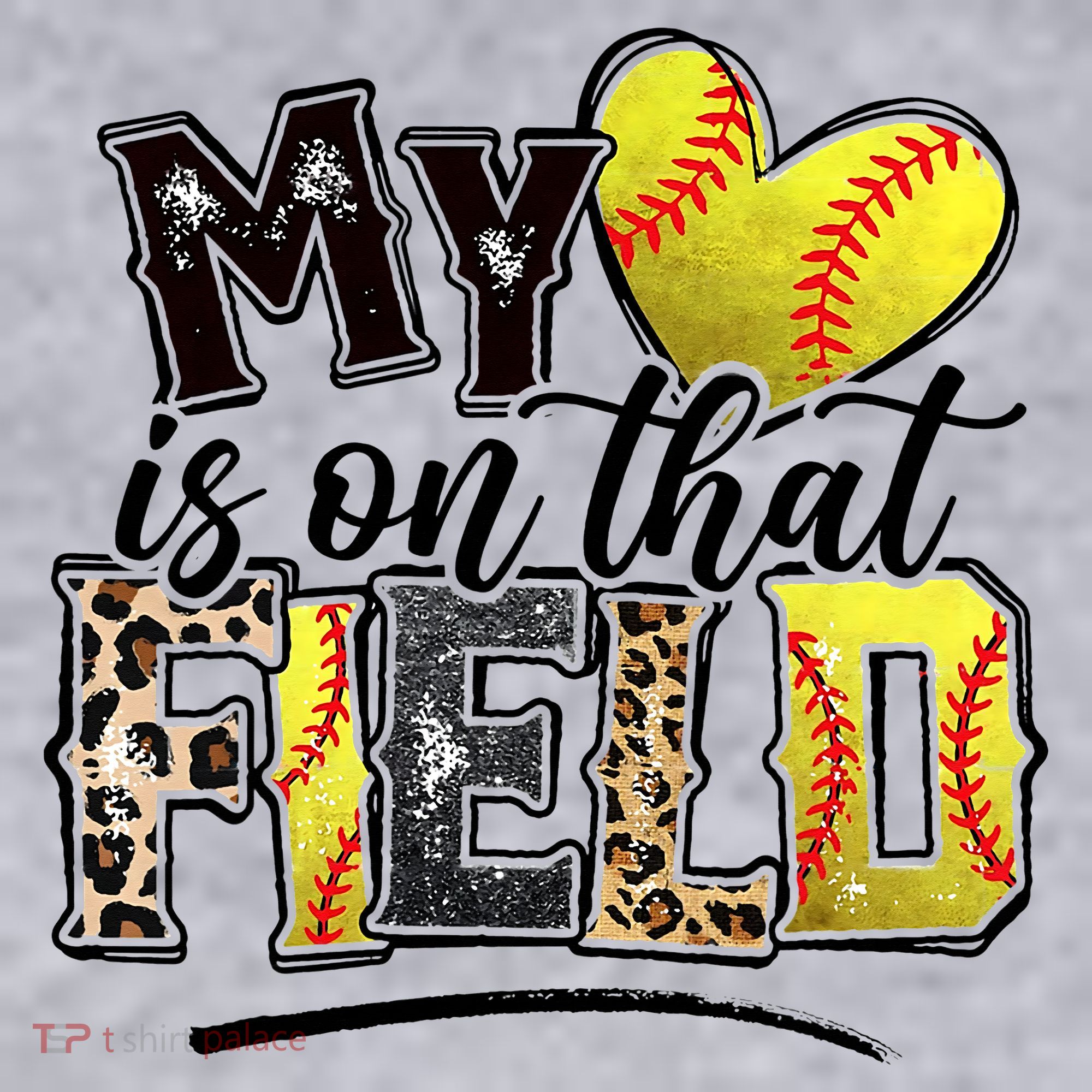 My Heart On That Field Leopard Softball Mama Mom Mothers Day Women's Sweatshirt