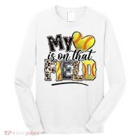 My Heart On That Field Leopard Softball Mama Mom Mothers Day Long Sleeve Shirt thumb 0