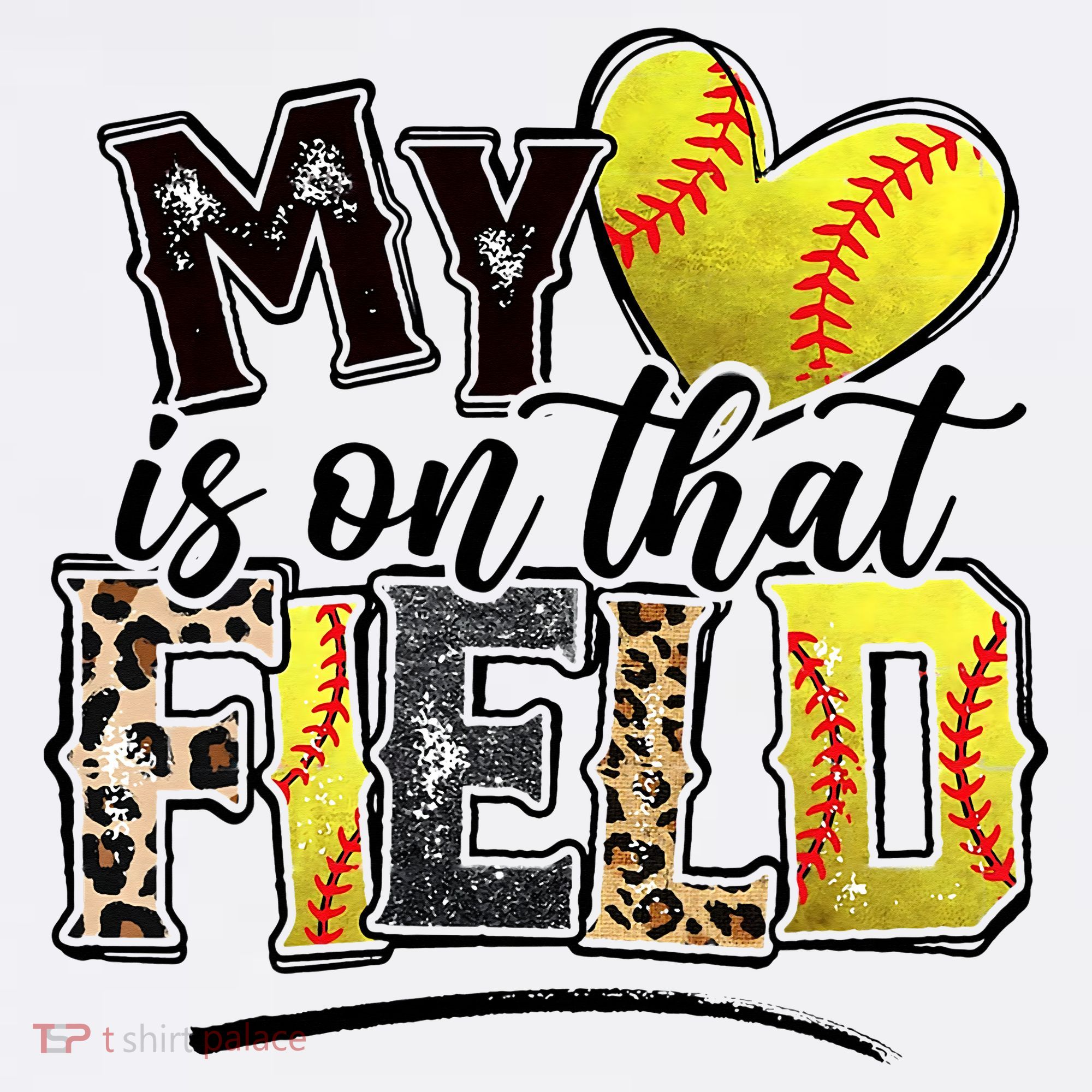 My Heart On That Field Leopard Softball Mama Mom Mothers Day Sweatshirt