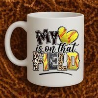 My Heart On That Field Leopard Softball Mama Mom Mothers Day Coffee Mug thumb 2