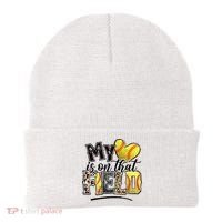 My Heart On That Field Leopard Softball Mama Mom Mothers Day Beanie thumb 0