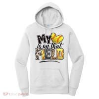 My Heart On That Field Leopard Softball Mama Mom Mothers Day Women's Hoodie thumb 0