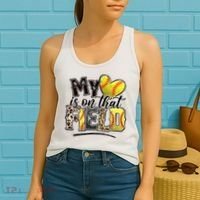 My Heart On That Field Leopard Softball Mama Mom Mothers Day Women's Tank Top thumb 2
