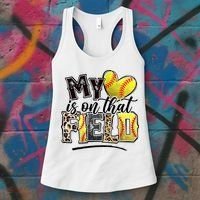 My Heart On That Field Leopard Softball Mama Mom Mothers Day Women's Tank Top thumb 3