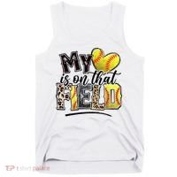 My Heart On That Field Leopard Softball Mama Mom Mothers Day Tank Top thumb 0