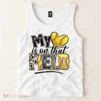 My Heart On That Field Leopard Softball Mama Mom Mothers Day Tank Top thumb 2