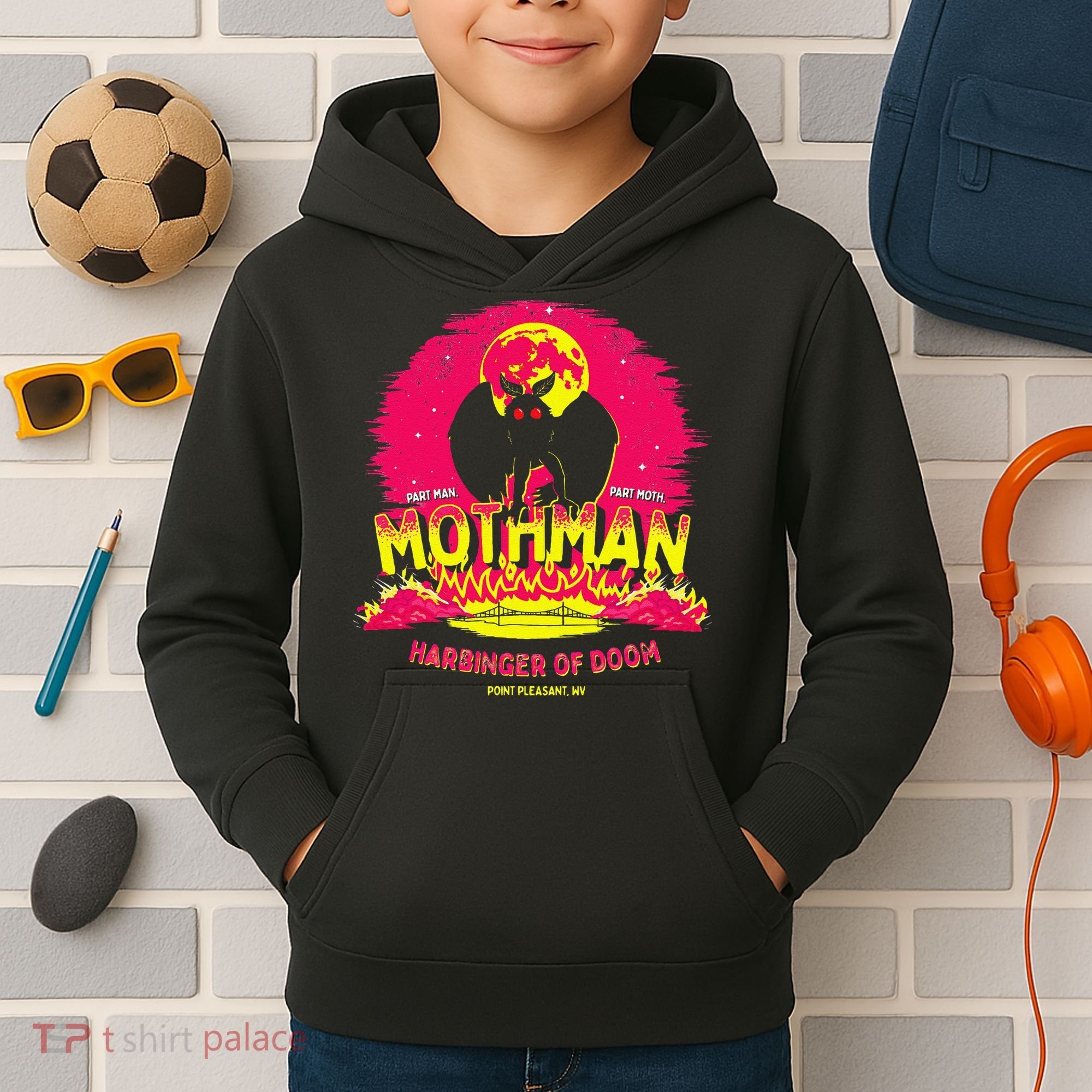 Mothman Harbinger Of Doom! Funny Cute Cryptid Creature Kids Hoodie
