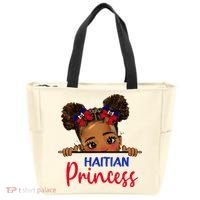 Melanin Haitian Princess Haiti Flag Tote Bag thumb 0