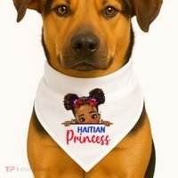 Melanin Haitian Princess Haiti Flag USA-Made Doggie Bandana thumb 1