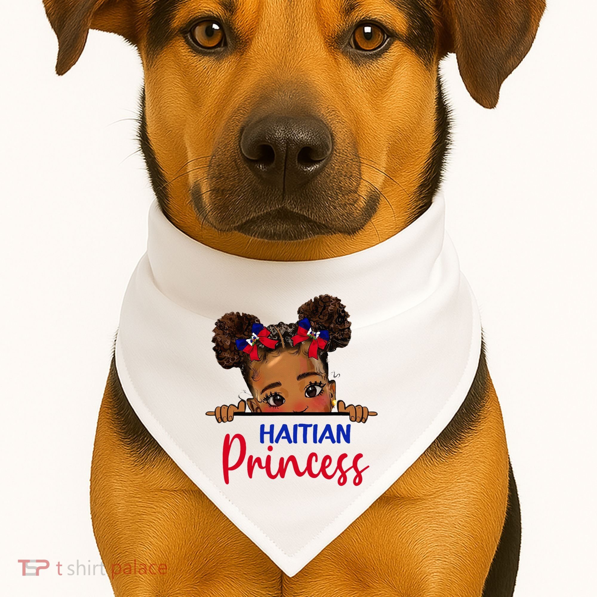 Melanin Haitian Princess Haiti Flag USA-Made Doggie Bandana