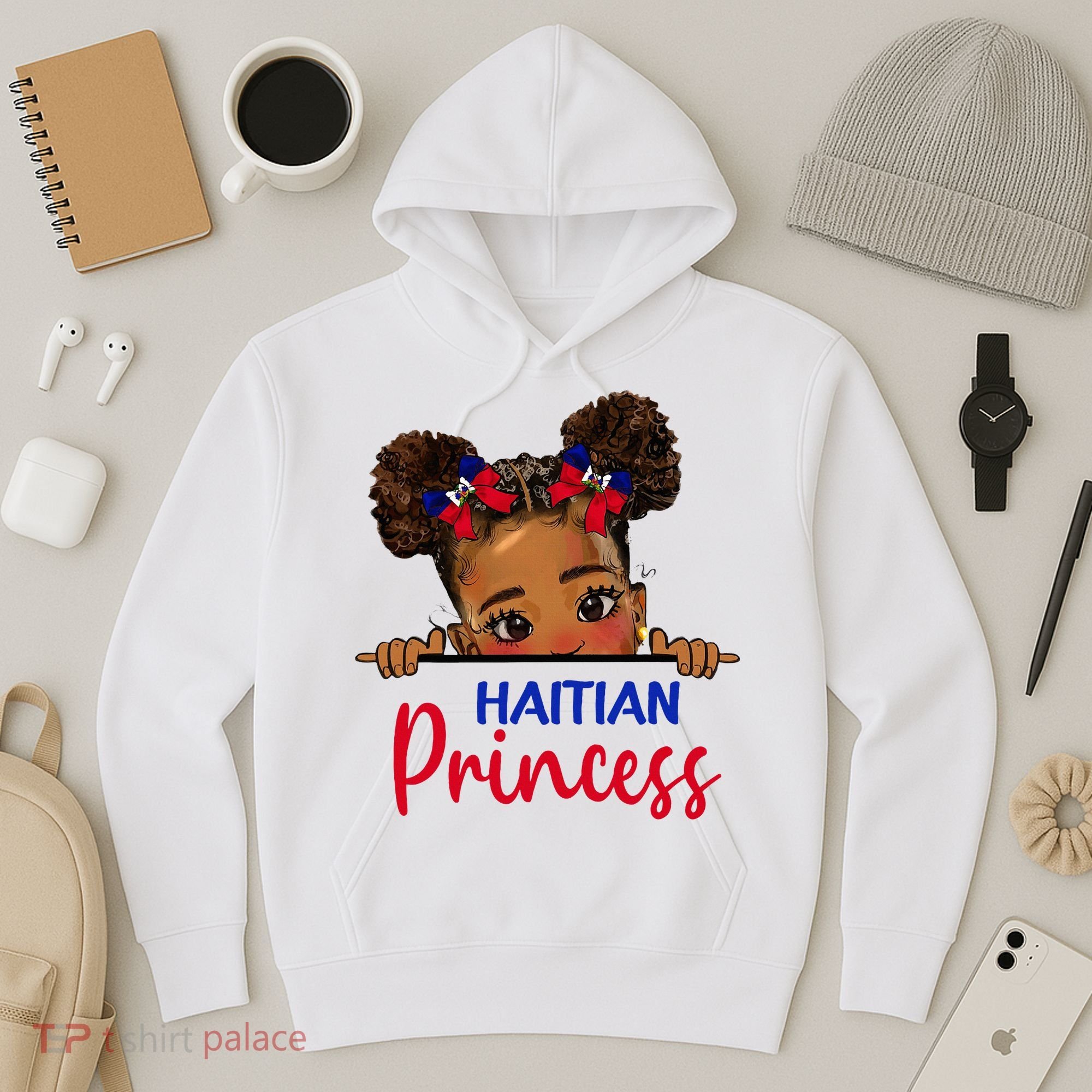 Melanin Haitian Princess Haiti Flag Hoodie