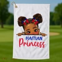 Melanin Haitian Princess Haiti Flag Golf Towel thumb 1