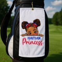 Melanin Haitian Princess Haiti Flag Golf Towel thumb 2