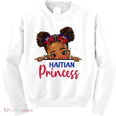 Melanin Haitian Princess Haiti Flag Kids Sweatshirt
