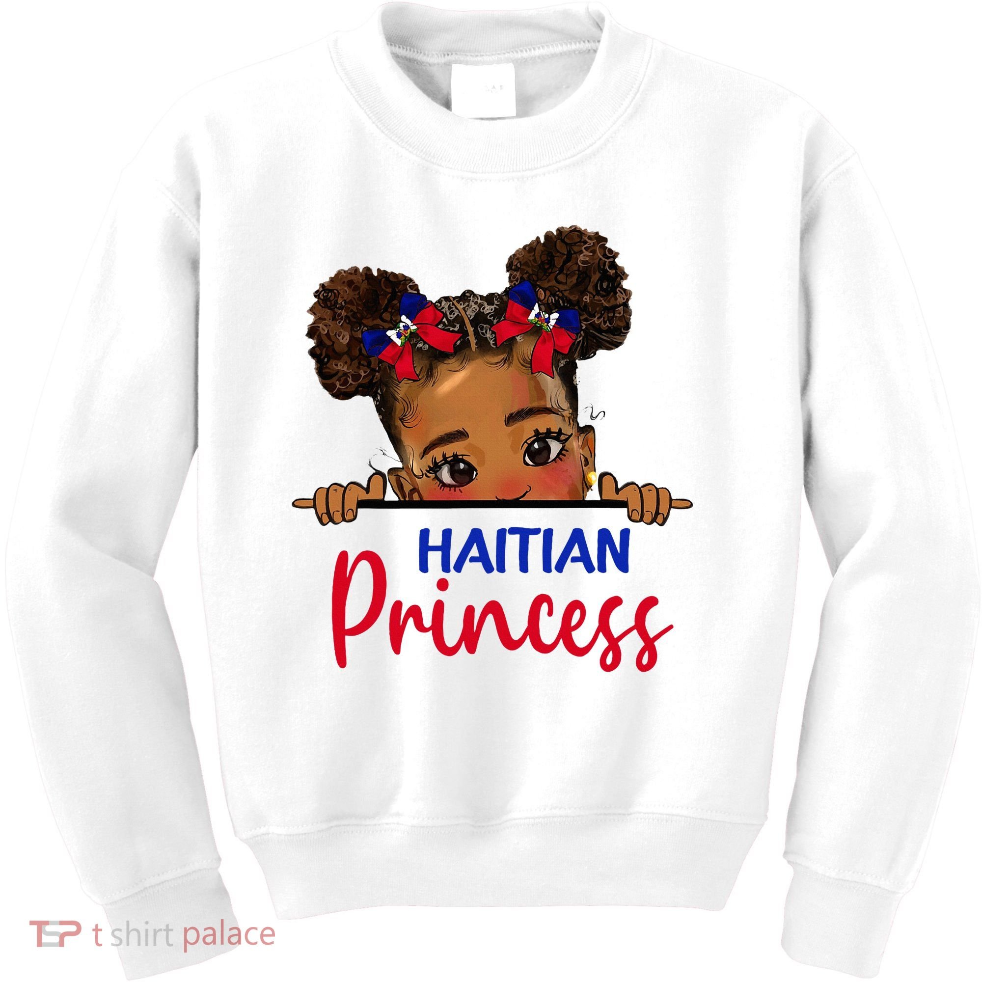 Melanin Haitian Princess Haiti Flag Kids Sweatshirt