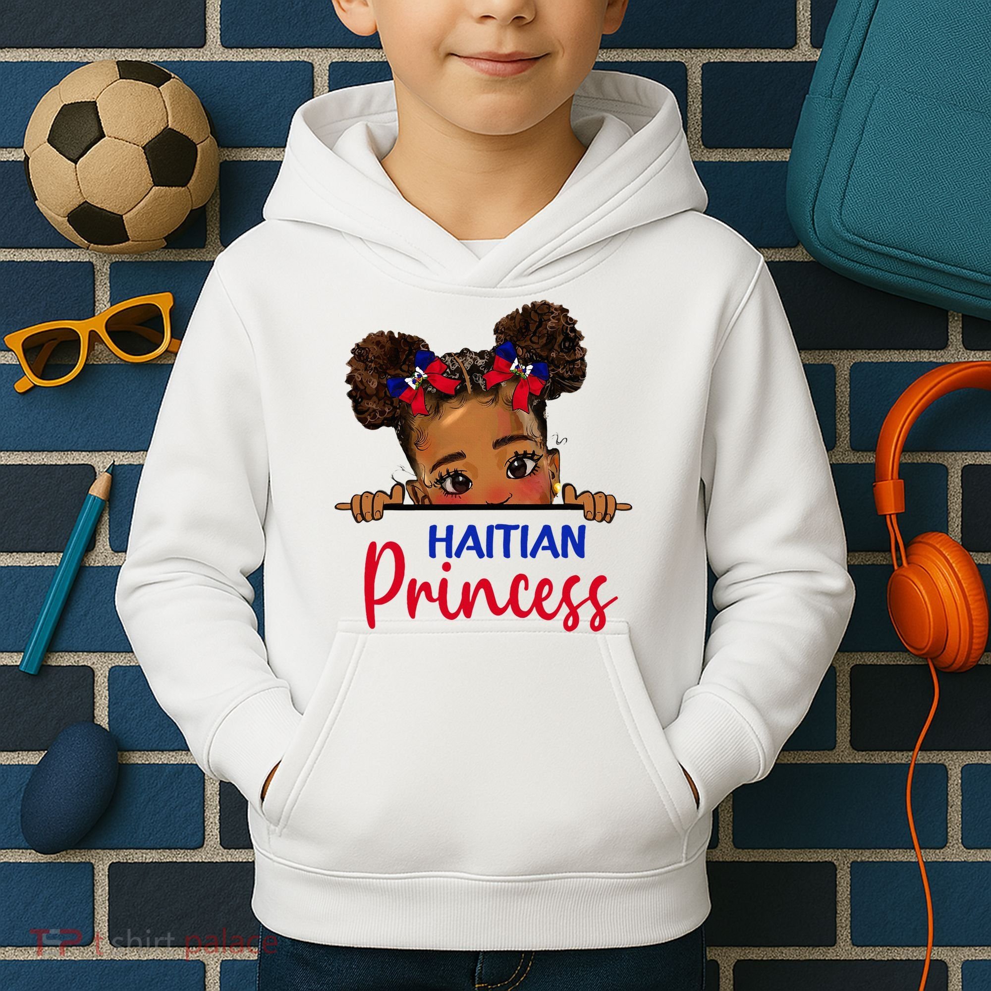 Melanin Haitian Princess Haiti Flag Kids Hoodie