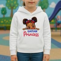 Melanin Haitian Princess Haiti Flag Kids Hoodie thumb 3