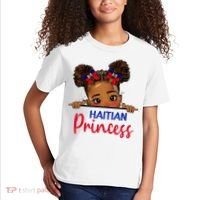 Melanin Haitian Princess Haiti Flag Kids T-Shirt thumb 2