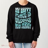 My Happy Place Is Wildwood New Jersey Ocean Beach Vacation Gift Women's Sweatshirt thumb 0