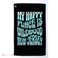 My Happy Place Is Wildwood New Jersey Ocean Beach Vacation Gift Golf Towel thumb 0