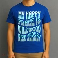 My Happy Place Is Wildwood New Jersey Ocean Beach Vacation Gift T-Shirt thumb 3