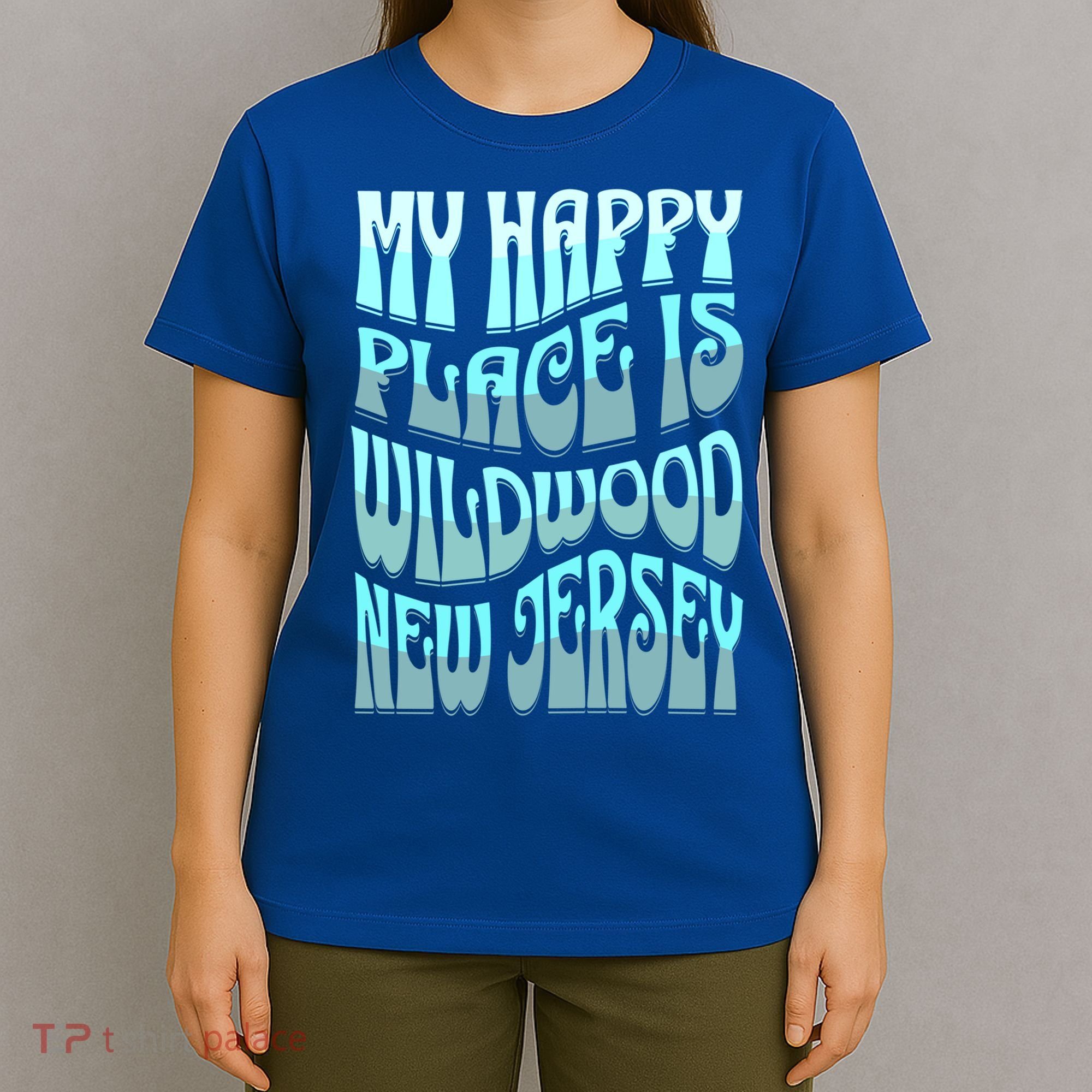 My Happy Place Is Wildwood New Jersey Ocean Beach Vacation Gift T-Shirt