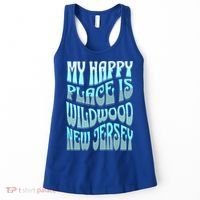 My Happy Place Is Wildwood New Jersey Ocean Beach Vacation Gift Women's Tank Top thumb 0