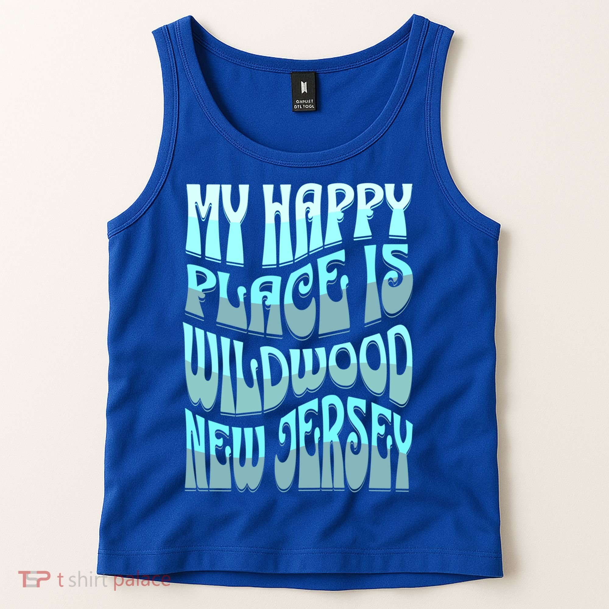 My Happy Place Is Wildwood New Jersey Ocean Beach Vacation Gift Tank Top