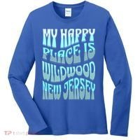 My Happy Place Is Wildwood New Jersey Ocean Beach Vacation Gift Women's Long Sleeve Shirt thumb 0
