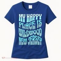 My Happy Place Is Wildwood New Jersey Ocean Beach Vacation Gift Women's T-Shirt thumb 0