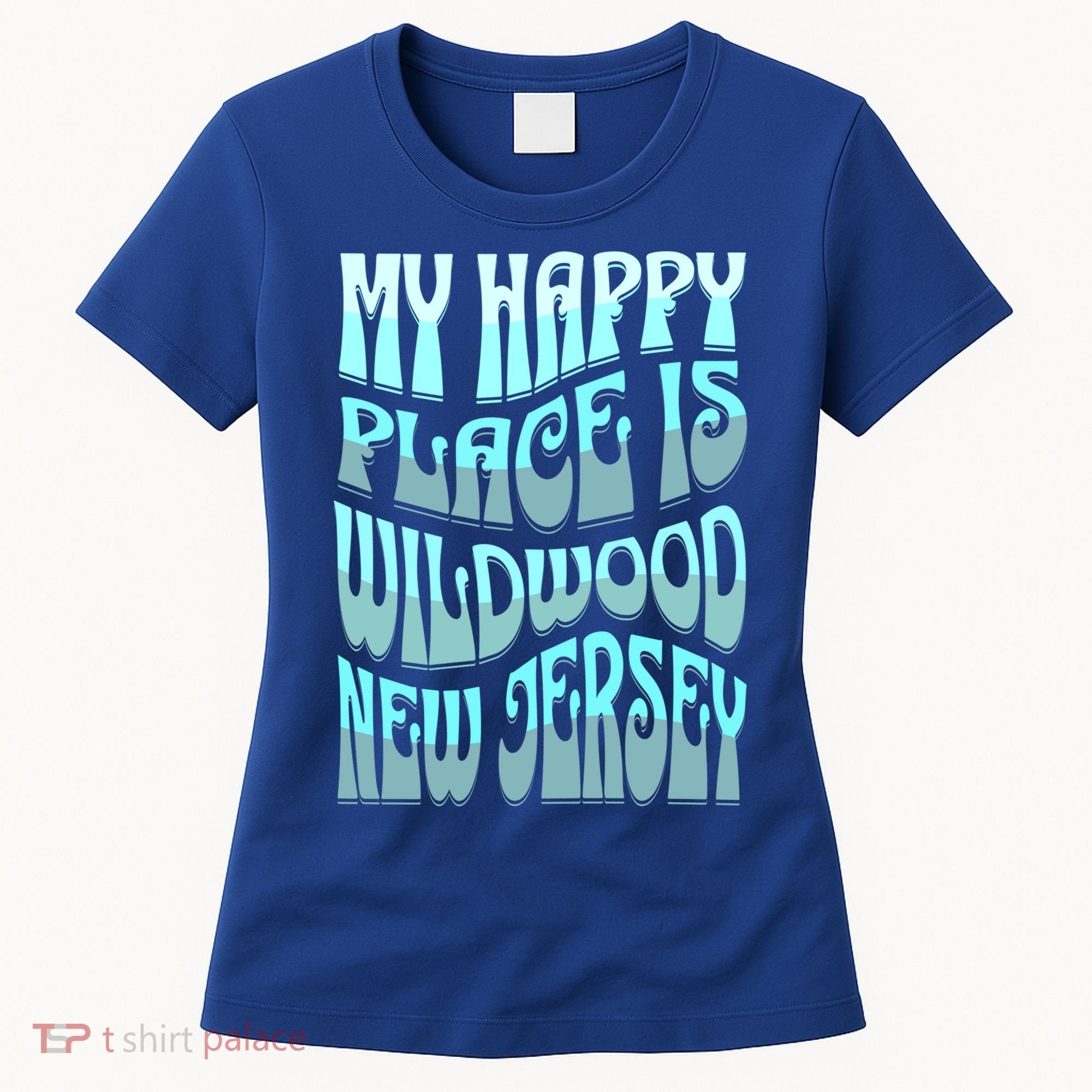 My Happy Place Is Wildwood New Jersey Ocean Beach Vacation Gift Women's T-Shirt