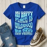 My Happy Place Is Wildwood New Jersey Ocean Beach Vacation Gift Women's T-Shirt thumb 3