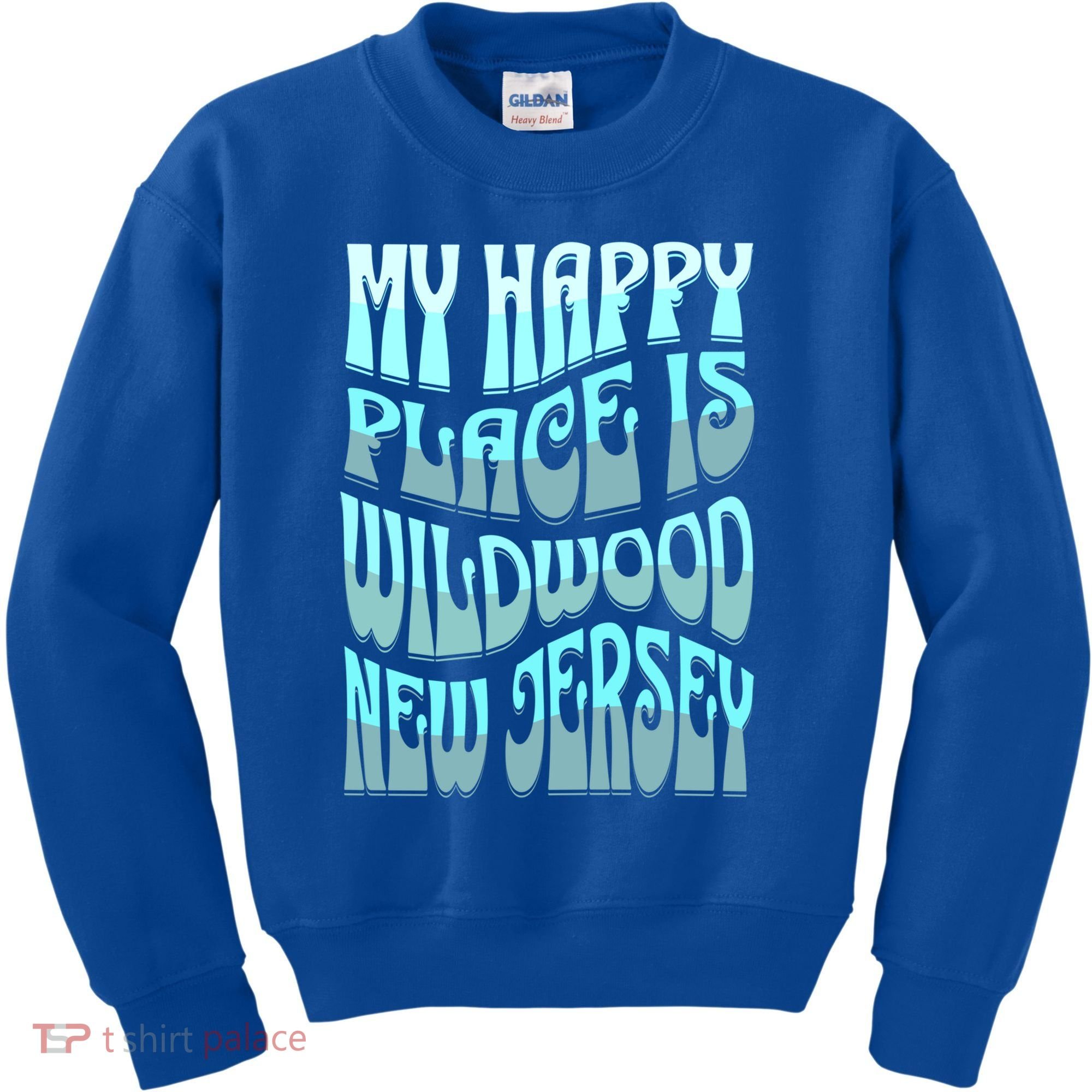 My Happy Place Is Wildwood New Jersey Ocean Beach Vacation Gift Kids Sweatshirt
