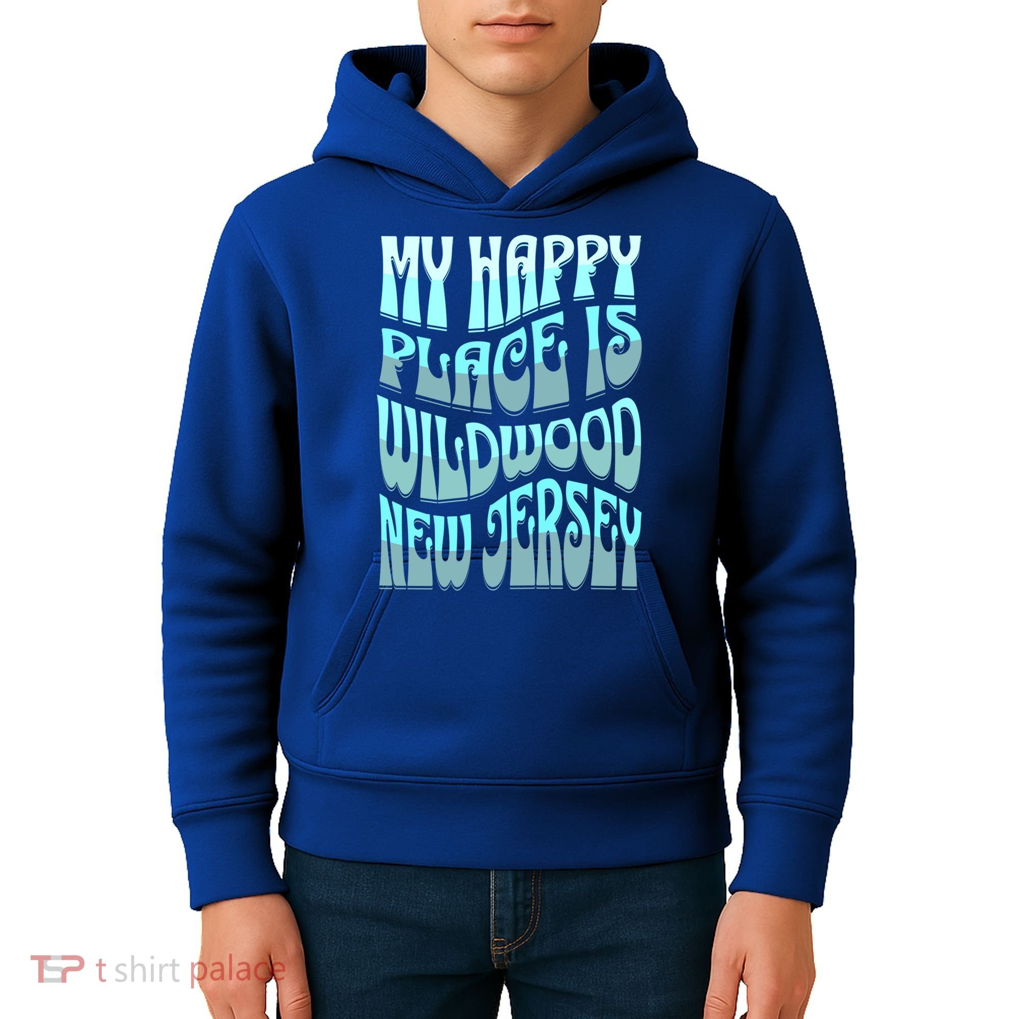 My Happy Place Is Wildwood New Jersey Ocean Beach Vacation Gift Kids Hoodie
