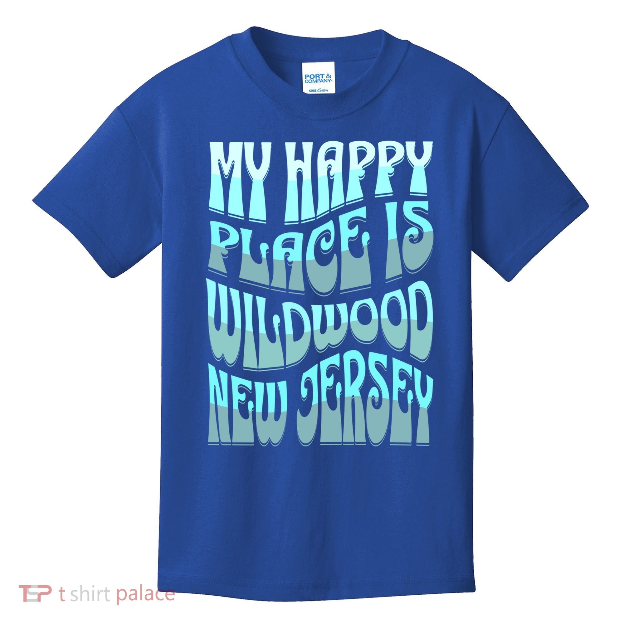 My Happy Place Is Wildwood New Jersey Ocean Beach Vacation Gift Kids T-Shirt