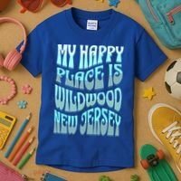 My Happy Place Is Wildwood New Jersey Ocean Beach Vacation Gift Kids T-Shirt thumb 3