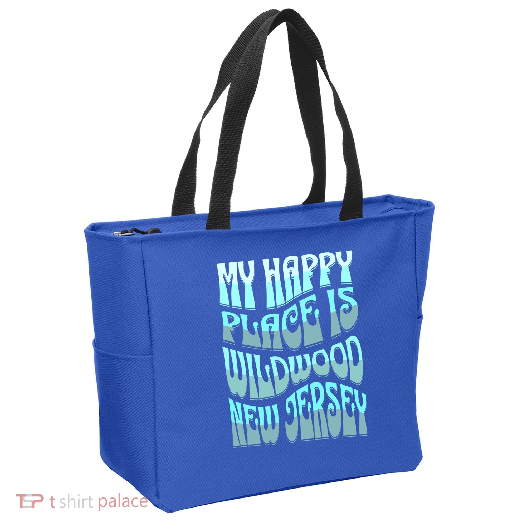 My Happy Place Is Wildwood New Jersey Ocean Beach Vacation Gift Tote Bag